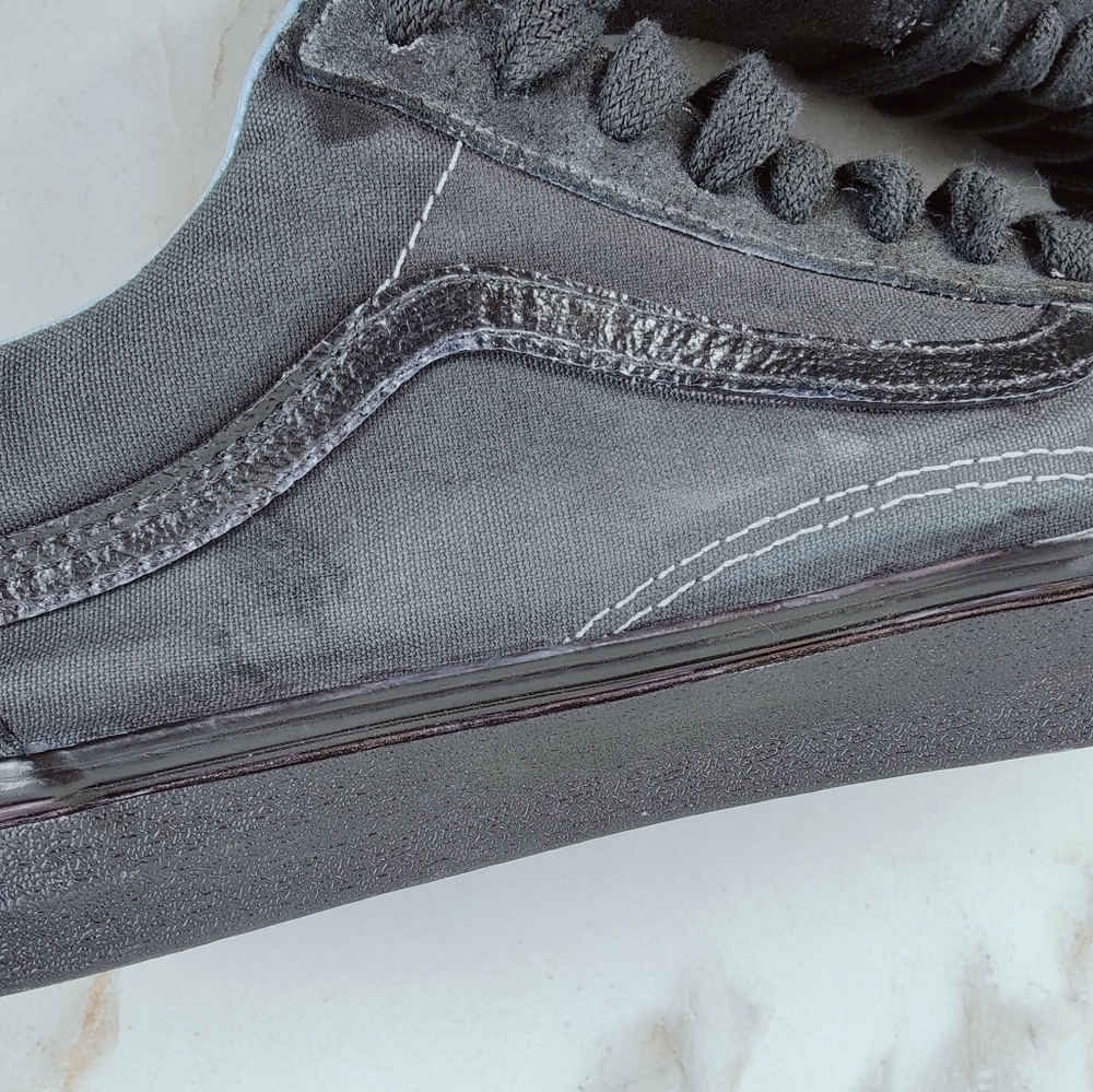 Vans Men's Old Skool Low All Black Canvas Sneakers Skate Tennis Shoes, 11 - Picture 16 of 16